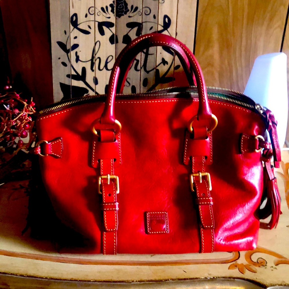 COPY - Dooney and Bourke all leather bristol satchel in red…..gently used but g…